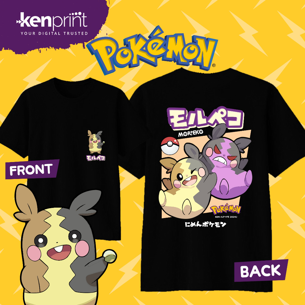 Street Fashion Anime - Anime Pokémon Morpeko Printed Cotton T-shirt
