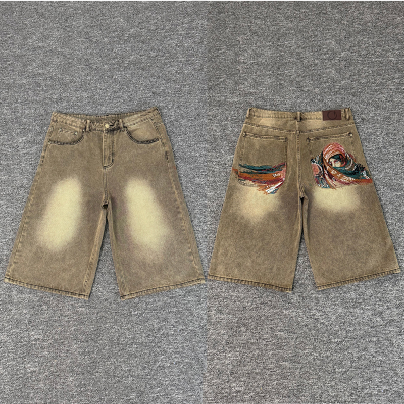 Street Fashion Jeans - Retro Casual Masked Goddess Embroidered Pants