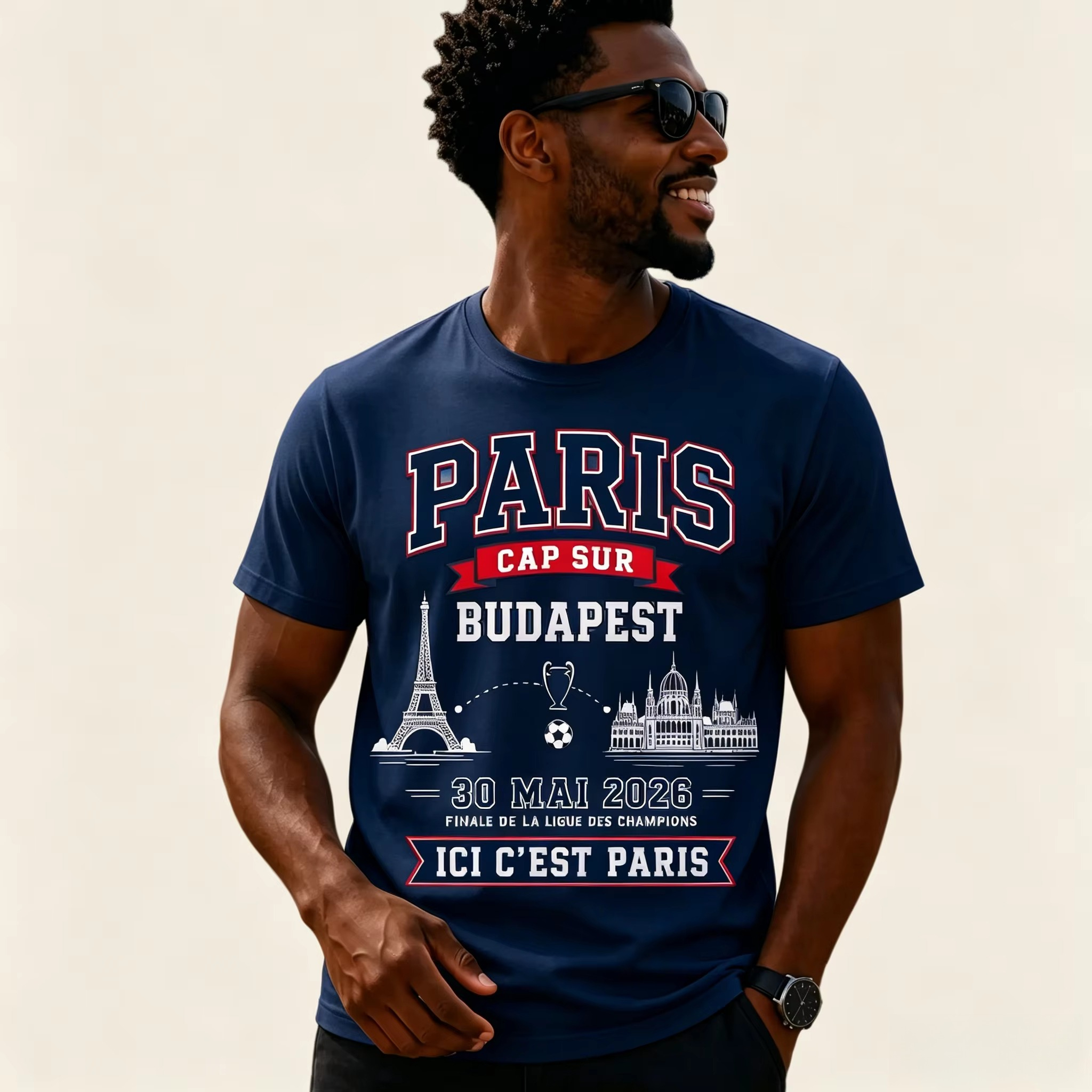 Street Fashion In Paris - PSG Paris European Champions Commemorate Tshirt