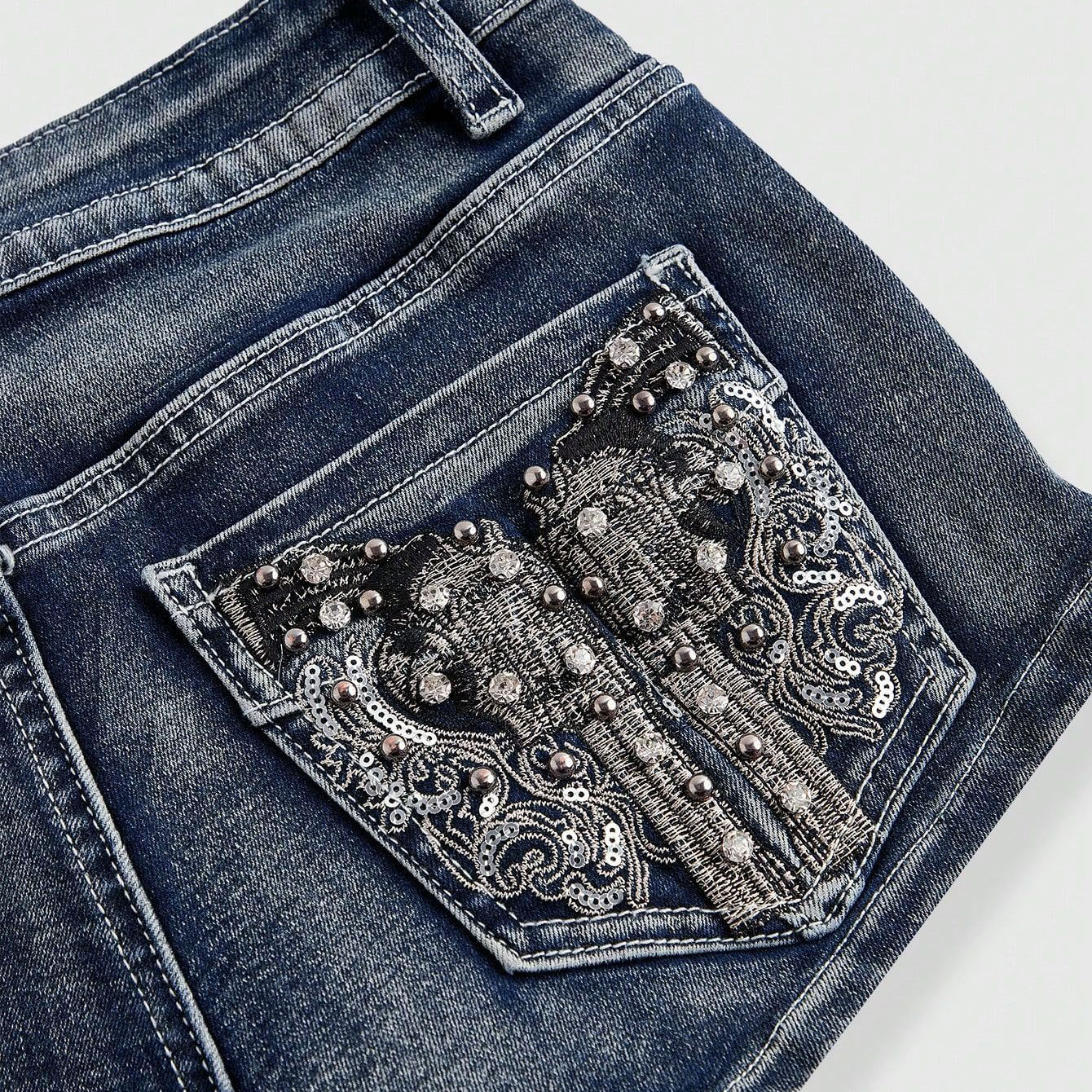 Summer Rhinestone Embroidered  – Street Fashion Jeans recenzja i cena