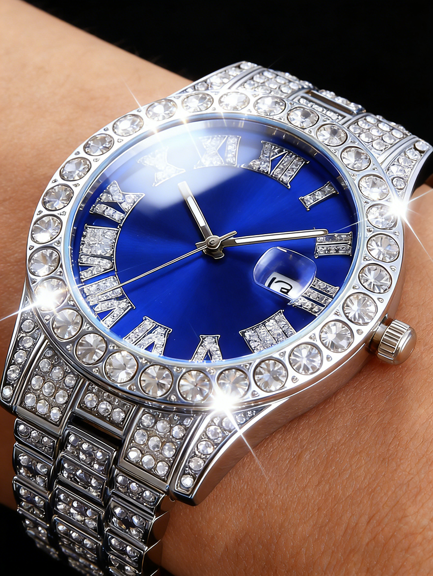 Silver Blue Men's Quartz Watch – Street Fashion Rings recenzja i cena