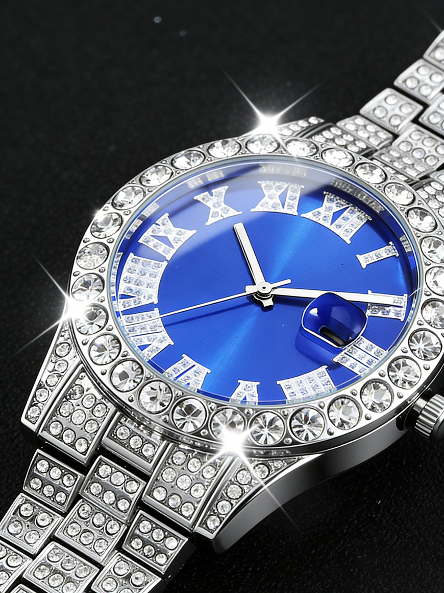 Silver Blue Men's Quartz Watch – Street Fashion Rings recenzja i cena