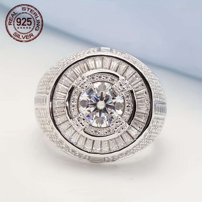 Luxury Men's Solid 925 Sterlin – Street Fashion Rings recenzja i cena
