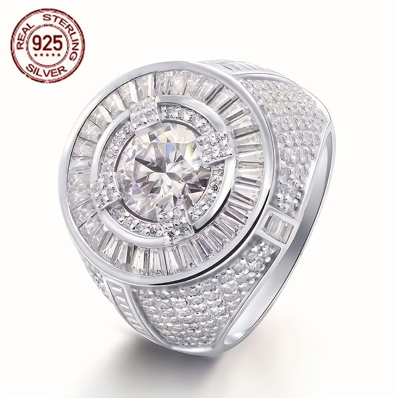 Luxury Men's Solid 925 Sterlin – Street Fashion Rings recenzja i cena