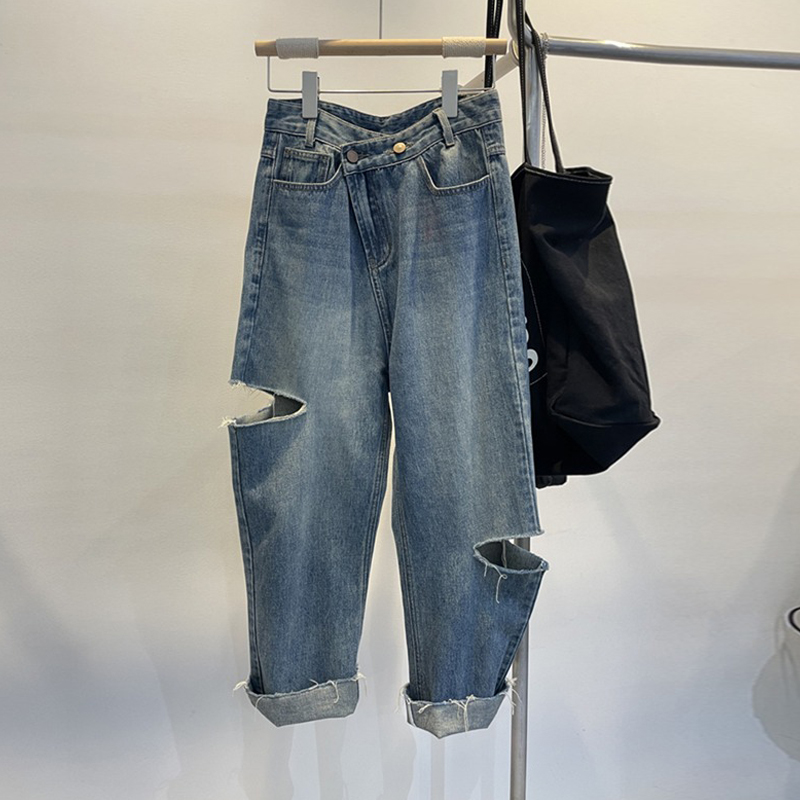 Summer Women Ripped Jeans High – Street Fashion Jeans recenzja i cena