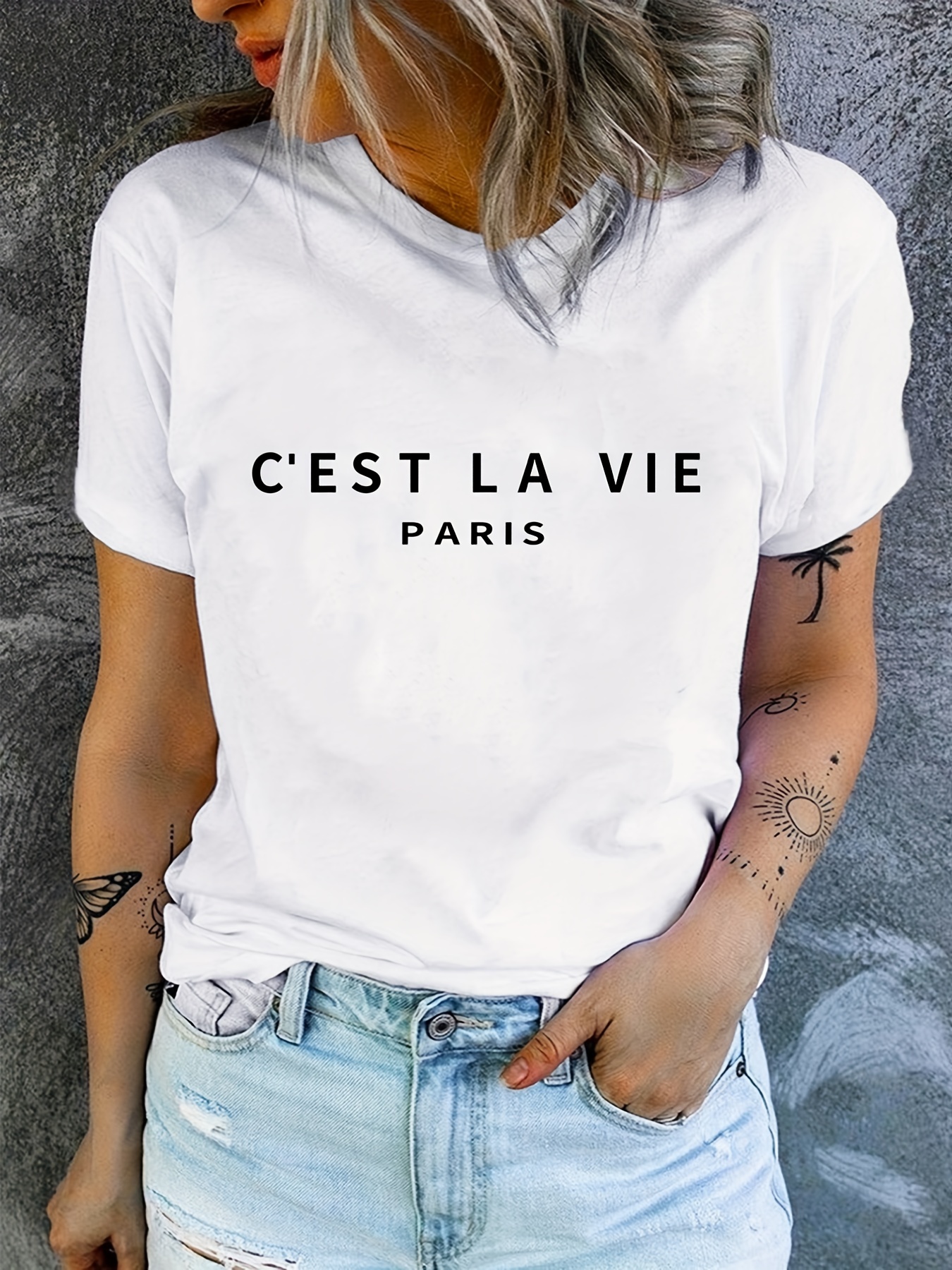 Paris Print Crew Neck T-shirt, – Street Fashion In Paris recenzja i cena