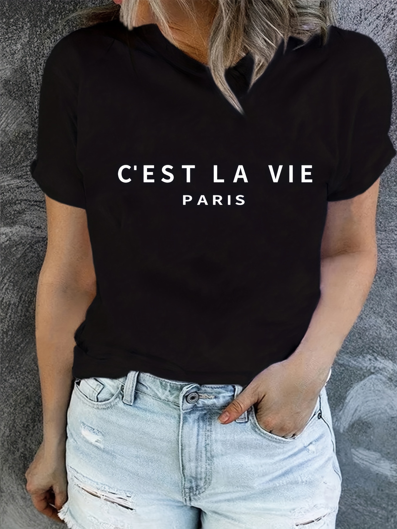 Paris Print Crew Neck T-shirt, – Street Fashion In Paris recenzja i cena