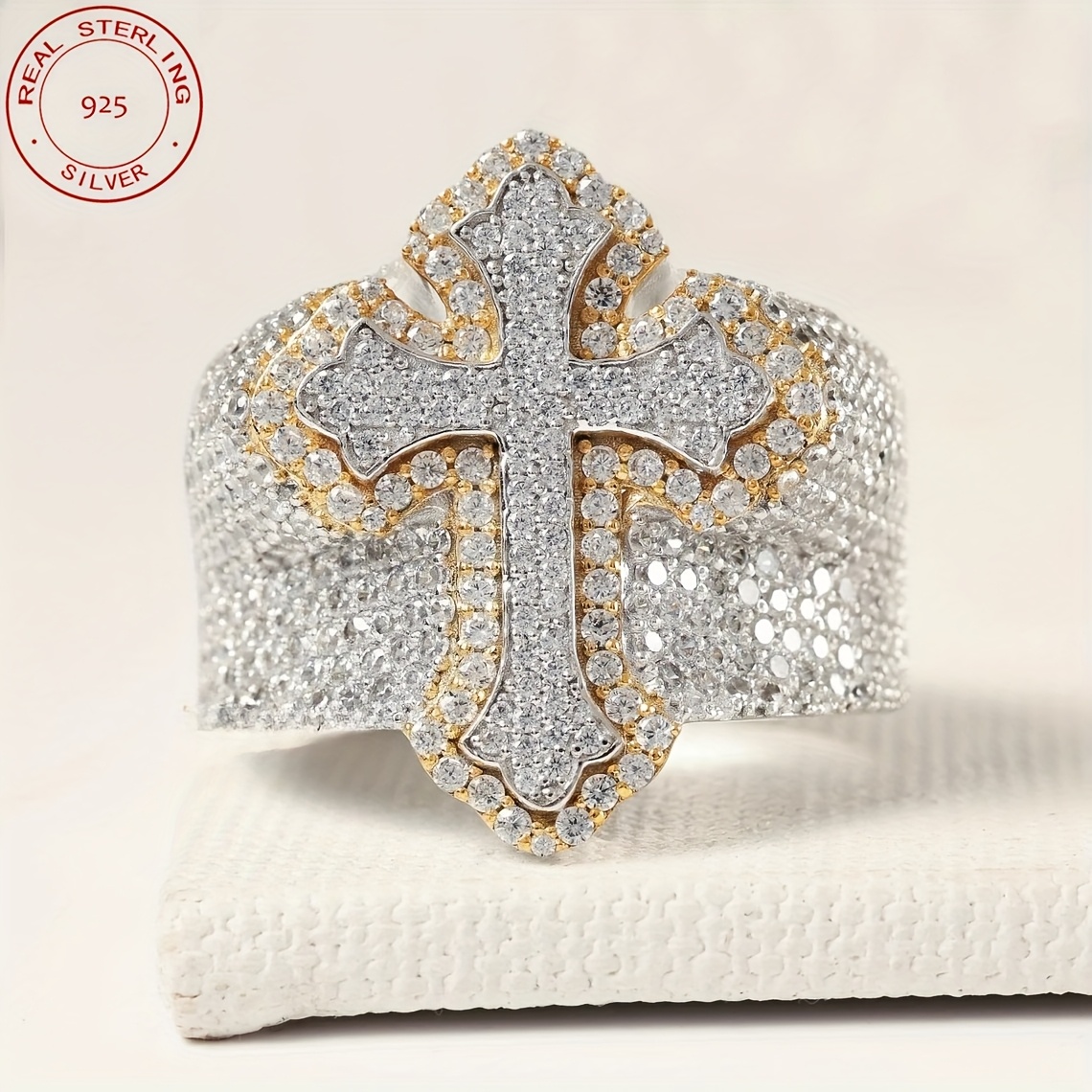 2025 New Arrival Iced Out Cros – Street Fashion Rings recenzja i cena
