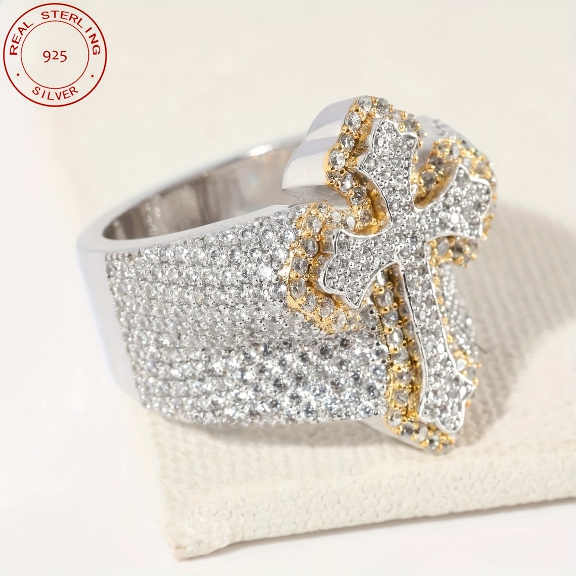 2025 New Arrival Iced Out Cros – Street Fashion Rings recenzja i cena